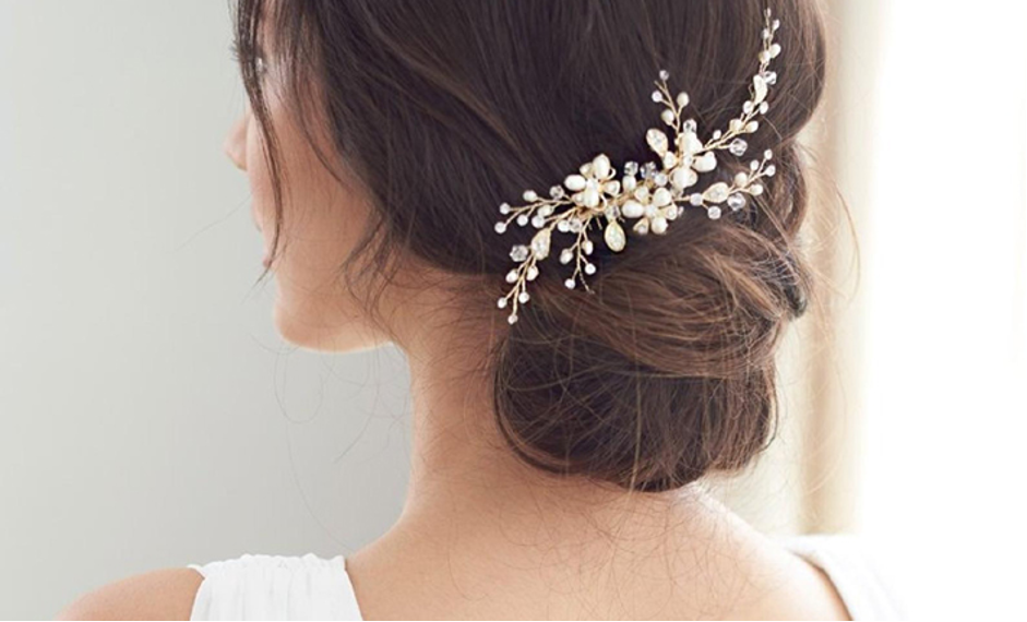 Top 5 Hairstyles for This Wedding Season: Low Chignon with Hair Jewelry.